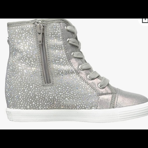 Stuart Weitzman Vance Jewel Hidden Wedge High Top Sneaker (Big kids) - Picture 5 of 11